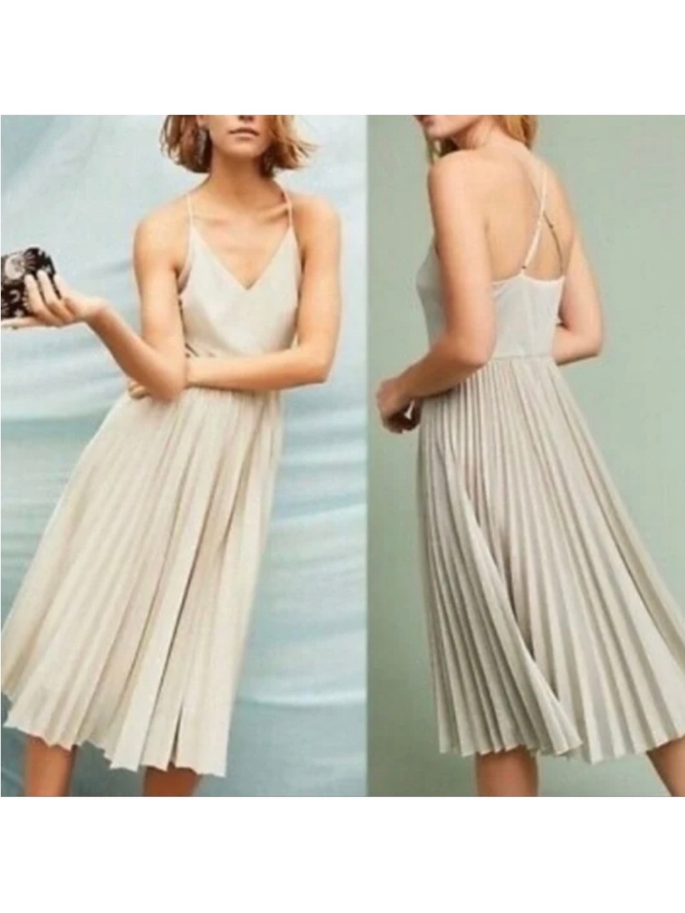 Lauren Conrad Strappy Shimmer Pleat Skirt Midi Dress